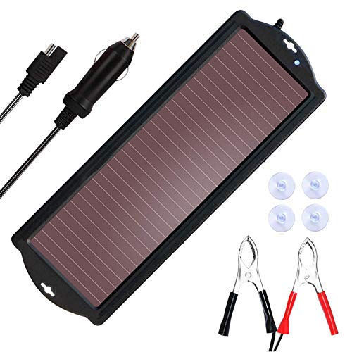 VIVLLEN Solar-Auto-Batterie-Ladegerät, 12 V, 2,5 W, Solarbatterie-Ladegerät, wasserdicht, tragbar, Amorphe Solarpanel für Auto, Motorrad, Boot, ATV, Marine, Wohnmobil, Wohnmobil, Motorrad, etc von VIVLLEN