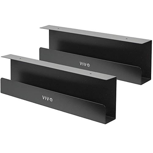 VIVO Desk-AC06-2C Kabelmanagement-Schalen, Steckdosenhalter, Kabel-Organizer, Drahtbändiger für Büro und Zuhause, Schwarz, 2 Stück von VIVO