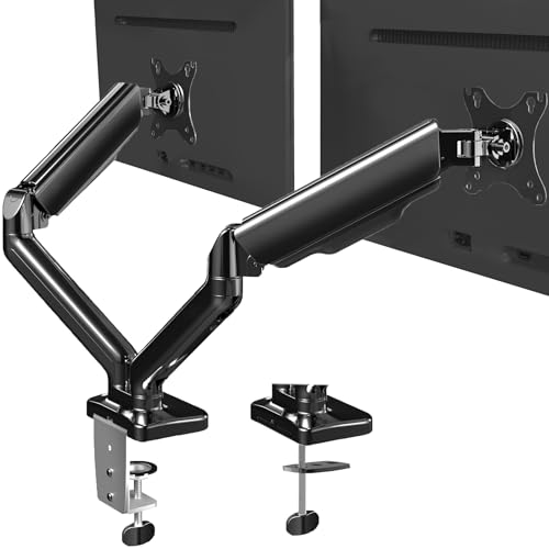 VIVO Doppelarm-Monitor-Tischhalterung, höhenverstellbar, neigbar, schwenkbar, Gegengewicht, pneumatischer Ständer, VESA-Halterung, passend für die meisten Bildschirme bis zu 81,3 cm, klassisch, von VIVO