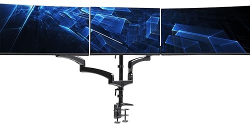 VIVO Dreifache pneumatische Monitorhalterung für 3 Bildschirme bis zu 32 Zoll, voll verstellbar, robuster Schreibtischständer mit C-Klemmentülle, Schwarz, STAND-V300G VIVO Dreifache pneumatische Monitorhalterung für 3 Bildschirme bis zu 32 Zoll, voll verstellbar, robuster Schreibtischständer mit C-Klemmentülle, Schwarz, STAND-V300G von VIVO