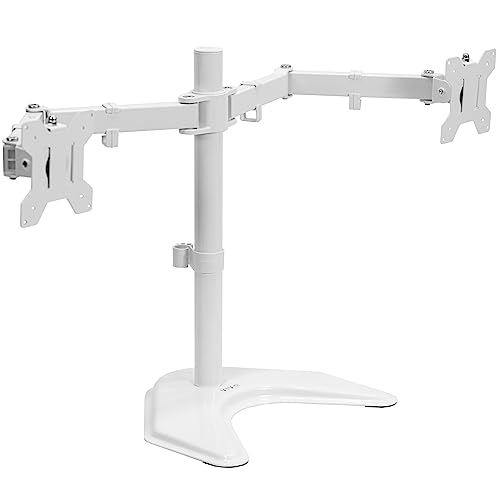 VIVO Dual LED LCD Monitor Halterung, freistehender Schreibtischständer für 2 Bildschirme bis 81,3 cm (32 Zoll), robuste, voll verstellbare Arme mit max. VESA 100 x 100 mm, weiß, STAND-V032FW von VIVO