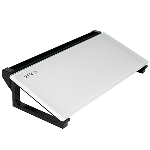 VIVO Glas 40,6 x 17,8 cm Desktop-Whiteboard mit Markerschlitz und offener Aufbewahrung, trocken abwischbare, nicht streifenfreie weiße Oberfläche, schwarzer Rahmen, DESK-WB16D von VIVO