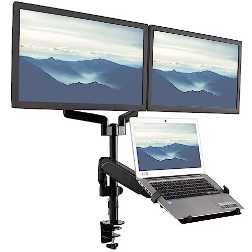VIVO Laptop und Dual 17 bis 32 Zoll Monitor Pneumatische Armhalterung, passend für 2 flache oder gebogene Computerbildschirme und 10 bis 15.6 Zoll Notebooks, Laptopablage, schwarz, STAND-V003KL VIVO Laptop und Dual 17 bis 32 Zoll Monitor Pneumatische Armhalterung, passend für 2 flache oder gebogene Computerbildschirme und 10 bis 15.6 Zoll Notebooks, Laptopablage, schwarz, STAND-V003KL von VIVO