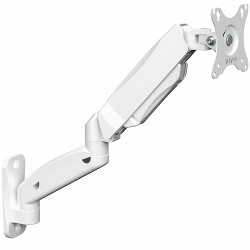 VIVO MOUNT-V001GW Pneumatischer verlängerter Arm, Einzelmonitor-Wandhalterung, voll beweglich, für Bildschirme von 17 bis 27 Zoll (17 bis 27 Zoll), Weiß von VIVO