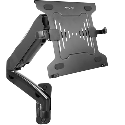 VIVO Mount-V001GL Laptop-Wandhalterung, höhenverstellbar, pneumatisch, verlängerter Arm, voll bewegliche Notebookablage, passend für 25,4 bis 39,6 cm (10 bis 15,6 Zoll) Bildschirme, Schwarz von VIVO