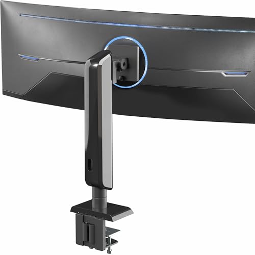 VIVO STAND-149J Monitor-Tischhalterung aus robustem Aluminium, ultrabreit, für Bildschirme bis zu 124,5 cm, hält 18 kg, platzsparender, vertikaler Hebeständer, Schwarz von VIVO