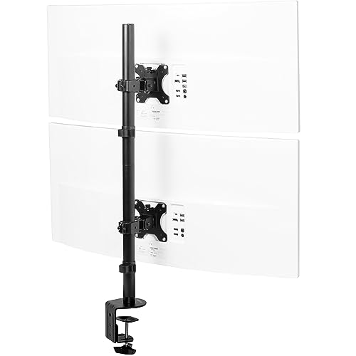 VIVO STAND-V200R Dual vertikal gestapelte Ultra-breite Monitor-Tischhalterung, extra hoch, strapazierfähig, verstellbarer Ständer für 2 ultrabreite Bildschirme bis zu 114,3 cm (45 Zoll), 11,3 kg pro von VIVO