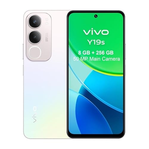 VIVO Y19s Smartphone, 8 GB RAM + 256 GB ROM, 50-MP-Hauptkamera, 5150-mAh-Akku, dynamisches Licht, superhelles Display von 16,9 cm (6,68 Zoll), IP64, 4G-Handy, Dual-SIM, Android 14, silberfarben von VIVO