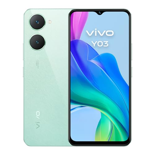VIVO Y03 Smartphone, 4 GB RAM + 128 GB ROM, superhelles Display, 16,56 cm (6,56 Zoll), 90 Hz, 5000-mAh-Akku, IP54, schlankes Gehäuse und 2,5D-Krümmung, Android 14, Grün von VIVO