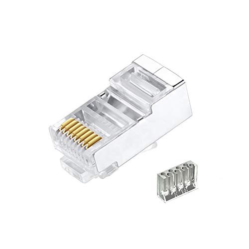 50 Stück Cat6 RJ45-Steckverbinder, Cat6 RJ45-Stecker, Cat6 2-teilige metallgeschirmte RJ45-Enden FTP 8P8C modularer Netzwerksteckverbinder von VIVOCH