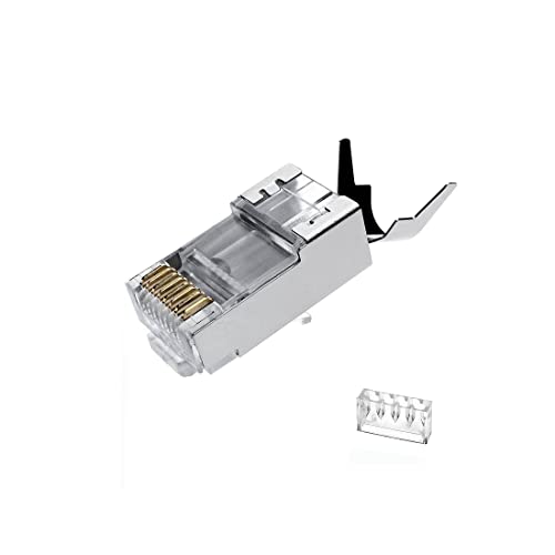 VIVOCH 50 Stück Cat7 RJ45-Steckverbinder, Cat7 RJ45-Stecker, Cat7 2-teilige metallgeschirmte RJ45-Enden FTP 8P8C modularer Netzwerksteckverbinder von VIVOCH