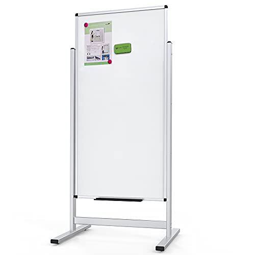 VIZ-PRO Doppelseitiger Magnetständer Whiteboard, Aluminiumrahmen und Ständer, 1200 x 600 mm von VIZ-PRO
