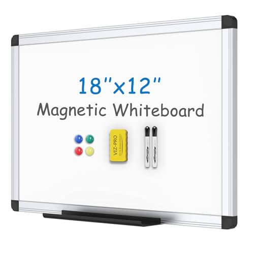 VIZ-PRO Magnetisches Whiteboard/Trockenabwischbares Board, 45 x 30 cm, inklusive 1 Radiergummi & 2 Marker & 4 Magneten von VIZ-PRO