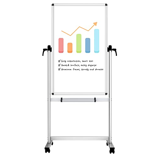 VIZ-PRO Mobiles Whiteboard/Doppelseitige Whiteboard- mit Alurahmen, magnetisch - 120 x 60 cm von VIZ-PRO