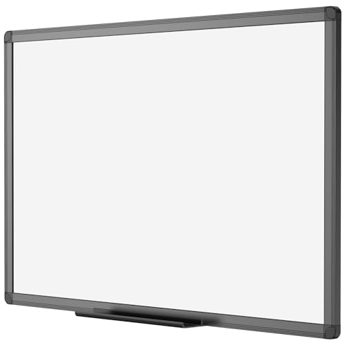 VIZ-PRO magnetisches trocken abwischbar Whiteboard/weiße Tafel, 90 x 60 cm, schwarzer Aluminiumrahmen von VIZ-PRO