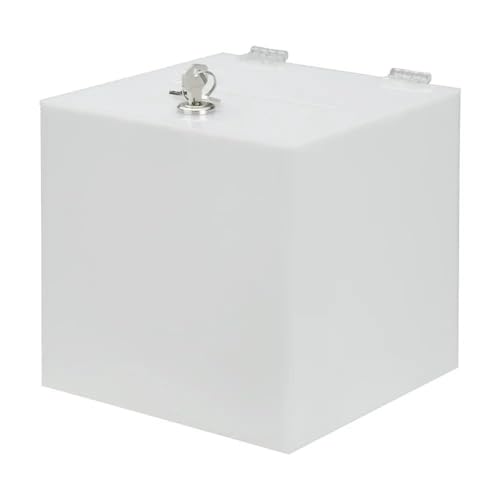 Spendenbox/Losbox „Opal“ aus blickdichtem Acrylglas / 160 x 160 mm/abschließbar von VKF Renzel GmbH