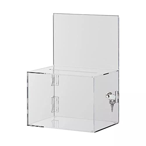 Spendenbox „Setis“ mit Schloss und Plakateinschub, Acrylspendenbox, Losbox aus Acrylglas, Einwurfbox von VKF Renzel GmbH