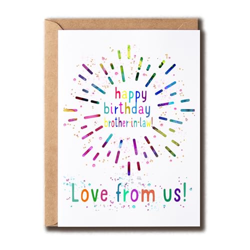VKNDesigns Geburtstagskarte für Schwager mit Aufschrift "Happy Birthday Brother-In-Law Love From Us" – Geburtstagskarte für Schwager – bunte Feuerwerkskarte von VKNDesigns
