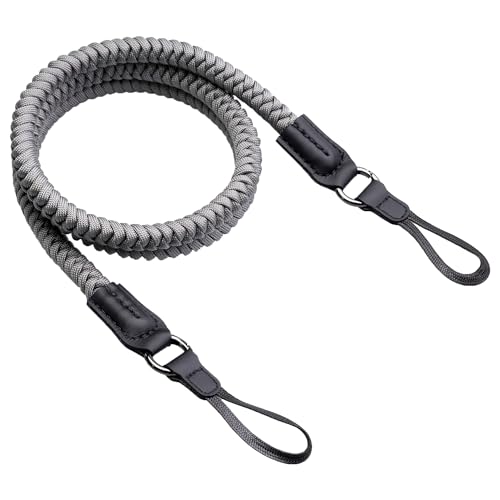 VKO Kameragurt aus handgeflochtenem Paracord Kamera Schultergurt mit Schnellverschluss-System Tragegurt für SLR DSLR digitale oder spiegellose Kamera (Grau) von VKO