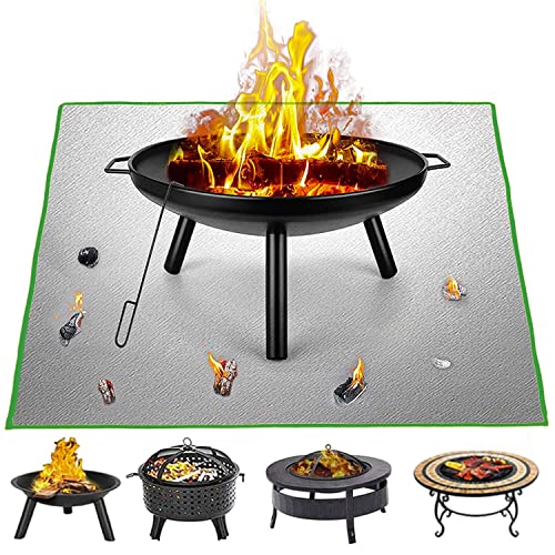 Feuerschalen-Matte 100 x 100 cm, quadratisch, Terrassen-Grillmatte, wiederverwendbar, Rasen, Hinterhof und Outdoor-Campingplatz – Schutzmatte für unter dem Grill (100 x 100 cm) von VLYHGO