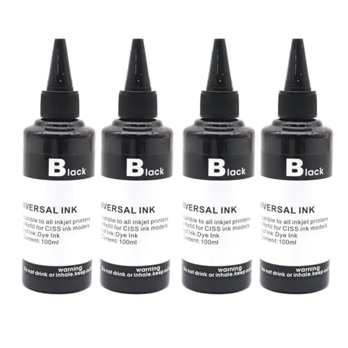 VMHPMLGV 100 ml Ink Nachfüllkit Kompatibel mit Farbstoffinkino -Tintenstrahldrucker kompatibel mit verschiedenen Marken, darunter 450 451(4pcs-Black Dye Ink) von VMHPMLGV