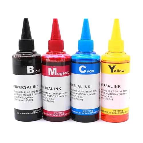 VMHPMLGV 100 ml Ink Nachfüllkit Kompatibel mit Farbstoffinkino -Tintenstrahldrucker kompatibel mit verschiedenen Marken, darunter 450 451(4pcs-CMYK Dye Ink) von VMHPMLGV