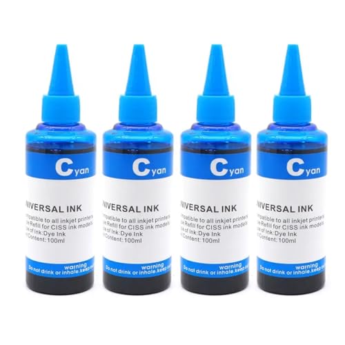 VMHPMLGV 100 ml Ink Nachfüllkit Kompatibel mit Farbstoffinkino -Tintenstrahldrucker kompatibel mit verschiedenen Marken, darunter 450 451(4pcs-Cyan Dye Ink) von VMHPMLGV