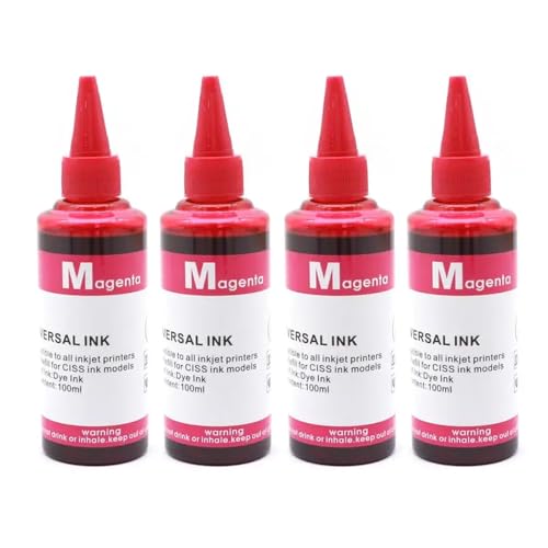 VMHPMLGV 100 ml Ink Nachfüllkit Kompatibel mit Farbstoffinkino -Tintenstrahldrucker kompatibel mit verschiedenen Marken, darunter 450 451(4pcs-Magenta Dye Ink) von VMHPMLGV