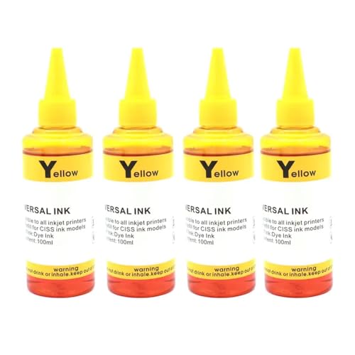 VMHPMLGV 100 ml Ink Nachfüllkit Kompatibel mit Farbstoffinkino -Tintenstrahldrucker kompatibel mit verschiedenen Marken, darunter 450 451(4pcs-Yellow Dye Ink) von VMHPMLGV
