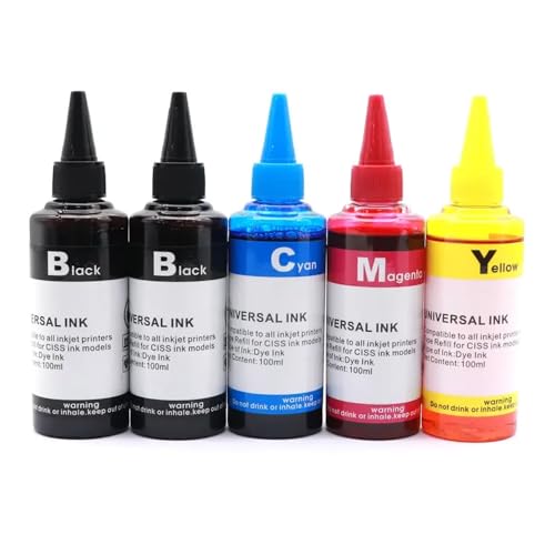 VMHPMLGV 100 ml Ink Nachfüllkit Kompatibel mit Farbstoffinkino -Tintenstrahldrucker kompatibel mit verschiedenen Marken, darunter 450 451(5pcs-CMYKK Dye Ink) von VMHPMLGV