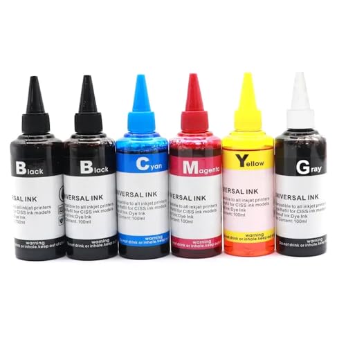 VMHPMLGV 100 ml Ink Nachfüllkit Kompatibel mit Farbstoffinkino -Tintenstrahldrucker kompatibel mit verschiedenen Marken, darunter 450 451(6pcs-CMYKK G Dye Ink) von VMHPMLGV