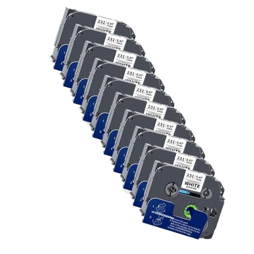 VMHPMLGV 12 mm laminiertes Klebeband kompatibel mit Tze231 Tze131 Tze631 Kompatibel mit PTH110 D450 5/10pk(10PK Black on White) von VMHPMLGV