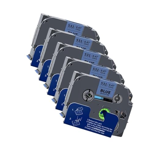VMHPMLGV 12 mm laminiertes Klebeband kompatibel mit Tze231 Tze131 Tze631 Kompatibel mit PTH110 D450 5/10pk(5PK Black on Blue) von VMHPMLGV