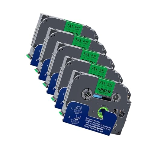 VMHPMLGV 12 mm laminiertes Klebeband kompatibel mit Tze231 Tze131 Tze631 Kompatibel mit PTH110 D450 5/10pk(5PK Black on Green) von VMHPMLGV