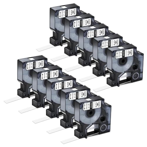 VMHPMLGV 5pk 10pk A18483 kompatible Polyester -Labels Klebeband schwarz auf Weiß Kompatibel mit 18482 18483 18484 Arbeiten mit 3000 4200 5000 Etikettenmaschinen(10PK Black on White) von VMHPMLGV