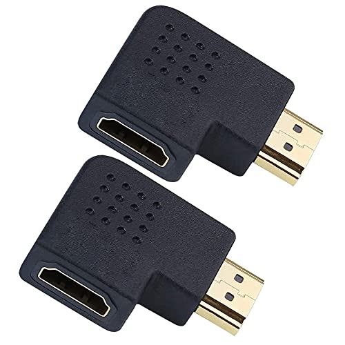 VMOJO - 2 Stück HDMI Winkeladapter | Rechts 90° Grad Winkel Flach von A Buchse zu A Stecker 19pol | Konverter 1080p Full HD 4K&3D Ultra HD Vergoldete Stecker von VMOJO