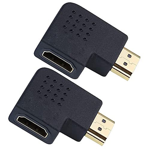 VMOJO - 2 Stück HDMI Winkeladapter | rechts 90° Grad Winkel Flach von HDMI A Buchse zu HDMI A Stecker 19pol | Konverter 1080p Full HD 4K&3D Ultra HD Vergoldete Stecker von VMOJO