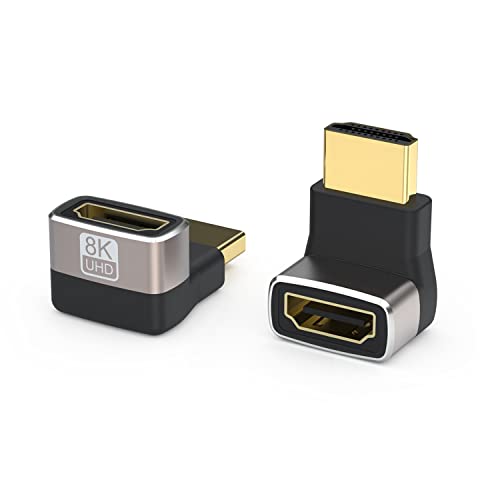 VMOJO 2er-Pack 8K-HDMI-Adapter, 270 Grad nach Oben gewinkelter, vergoldeter HDMI-Stecker auf Buchse, unterstützt 3D-8K-HDMI-Extender für TV-Stick Roku Stick Chromecast Xbox PS5 PS4 von VMOJO