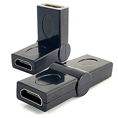 VMOJO HDMI-zu-HDMI-Adapter, Winkelstecker HDMI Adapter 90/180 Grad drehbar, HDMI Buchse auf HDMI Buchse, Konverter, vergoldet, 3D, 4K,2K, für Kamera, Camcorder, DSLR, Tablet, Videokarte von VMOJO