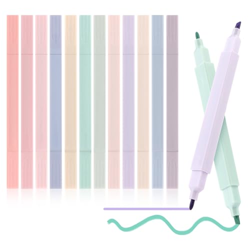 VMUTGA 12 PCS Textmarker Pastell, Doppelseitiges Pastell Ästhetische Textmarker Set, Keine Blutung, Trocknet Schnell, Aesthetic School Stuff, 2 Arten von Federn von VMUTGA