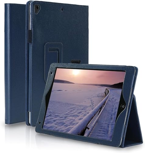 VNJHOYE Schutzhülle für iPad Air 2 Air 1 Pro 9,7 Zoll, Schlank, PU-Leder, Klappbar Standfunktion, Smart Cover mit Automatischer Schlaf/Aufwach Funktion für Apple iPad 9.7 Zoll,Blau von VNJHOYE