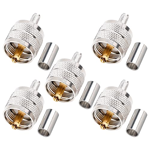 VOANZO Packung mit 5 PL259 PL-259 UHF-Crimp-Koaxialsteckern HF-Adapter für RG58 LMR195 Low Loss Koaxialkabel VOANZO Packung mit 5 PL259 PL-259 UHF-Crimp-Koaxialsteckern HF-Adapter für RG58 LMR195 Low Loss Koaxialkabel von VOANZO