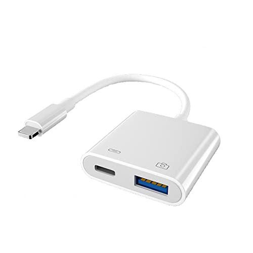VOANZO USB 3.0 OTG Adapter OTG Kabel mit Ladeanschluss für i-Phone/i-Pad, unterstützt Hubs, MIDI-Tastatur, Maus, Kartenleser, USB Ethernet 10.3 oder höher, Weiß von VOANZO