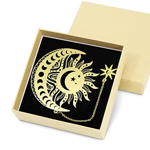 Metall-Lesezeichen mit Sonne und Mond, Lesezeichen für Frauen, Geburtstagsgeschenke, Wertschätzungsgeschenke, niedliche Lesezeichen mit Kette für Männer/Kinder/Freund/Mutter/Mädchen/Buchliebhaber Metall-Lesezeichen mit Sonne und Mond, Lesezeichen für Frauen, Geburtstagsgeschenke, Wertschätzungsgeschenke, niedliche Lesezeichen mit Kette für Männer/Kinder/Freund/Mutter/Mädchen/Buchliebhaber von VOCHIC