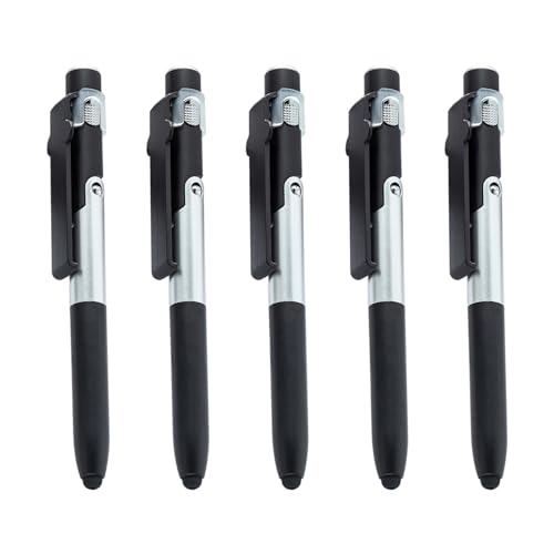 Multifunktionaler Kugelschreiber, 4-in-1 Schreibstift mit Stift, LED-Licht, faltbarer Telefonständer für Büropersonal, 5 Stück von VOCUE