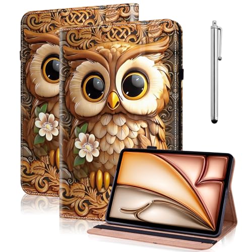 VODEFOX Schutzhülle für Lenovo Yoga Tab Plus 32,3 cm (12,8 Zoll) 2025 Tablet, PU-Leder, stoßfest, Schutzhülle für Lenovo Yoga Tab Plus 12,8 Zoll (32,3 cm), braune Eule von VODEFOX
