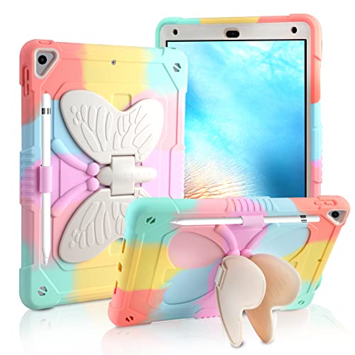 VOFOLEN Hülle für iPad 6/5 Generation mit Stifthalter Schmetterling Ständer für Kinder Hart PC Robuste Stoßfeste Smart Case Cover Schutzhülle für iPad Air 2 9.7 Zoll/iPad 6th 5th 2018 2017 Roségold von VOFOLEN