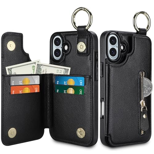 VOFOLEN für iPhone 16 Hülle Handyhülle iPhone 16 mit Kartenfach Wallet Leder Ring Magnetverschluss Handyhülle Klapphülle Hülle iPhone 16 Stoßfeste Schutzhülle Case für iPhone 16 (6.1 Zoll)-Schwarz VOFOLEN für iPhone 16 Hülle Handyhülle iPhone 16 mit Kartenfach Wallet Leder Ring Magnetverschluss Handyhülle Klapphülle Hülle iPhone 16 Stoßfeste Schutzhülle Case für iPhone 16 (6.1 Zoll)-Schwarz von Vofolen