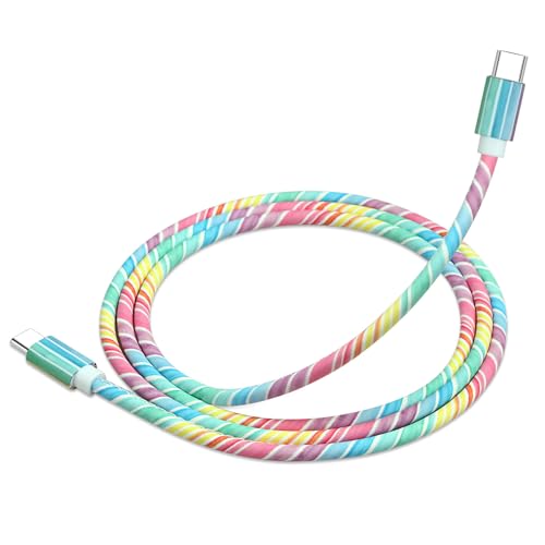 Vofolen USB C zu iPhone Ladekabel[1.2m] USB C Schnellladekabel Mehrfarbige Farben mit Geflochtenen Nähten USB C Kabel für iPhone 16 Pro,Samsung Galaxy S24 A54 iPad Air 5 Mini MacBook Air Tablets,Bunt von Vofolen