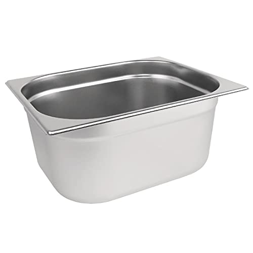 Vogue Gastronorm-Pfanne 1/2, Edelstahltablett, Tiefe: 150 mm, Fassungsvermögen: 9 Liter, Behälter für heiße und kalte Speisen, Bain-Marie-kompatibel, Deckel separat erhältlich, K930 Vogue Gastronorm-Pfanne 1/2, Edelstahltablett, Tiefe: 150 mm, Fassungsvermögen: 9 Liter, Behälter für heiße und kalte Speisen, Bain-Marie-kompatibel, Deckel separat erhältlich, K930 von VOGUE